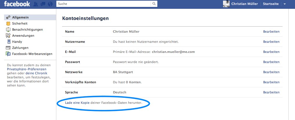 Facebook backup