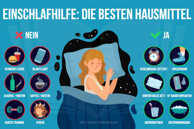 Einschlafhilfe: 16 Hausmittel + Tipps für schnellen Schlaf