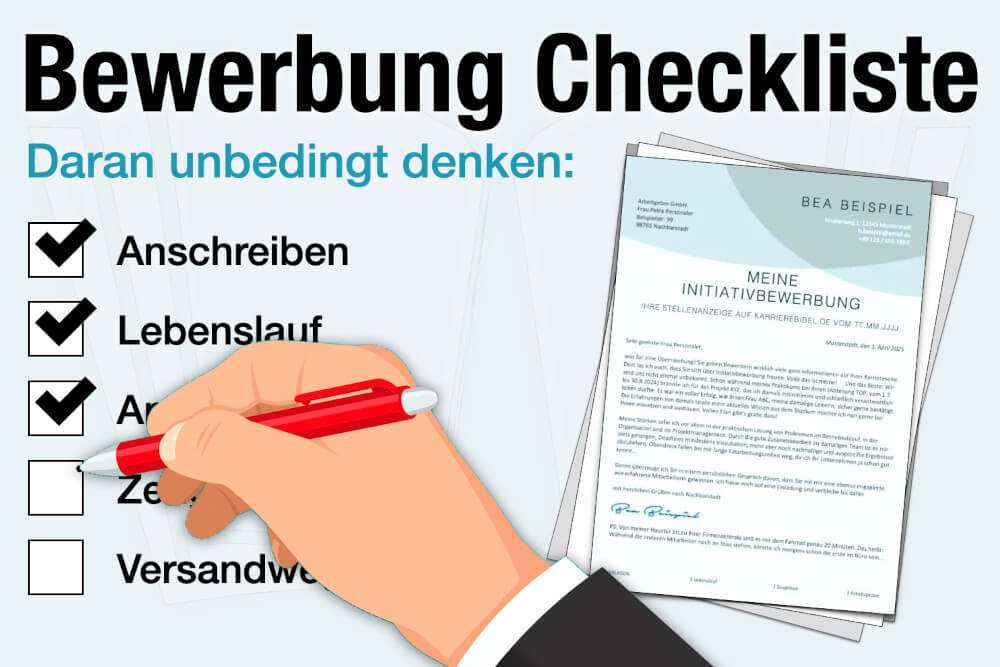 Bewerbung Checkliste Anschreiben Lebenslauf Unterlagen Anlagen Versand