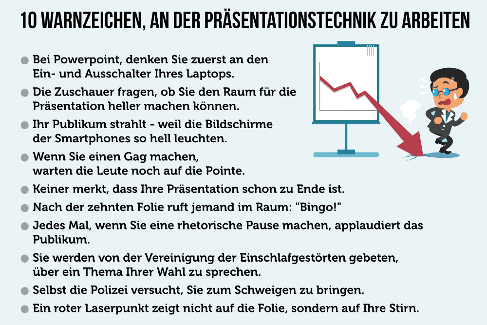 Praesentationstechnik Warnzeichen Tipps Grafik