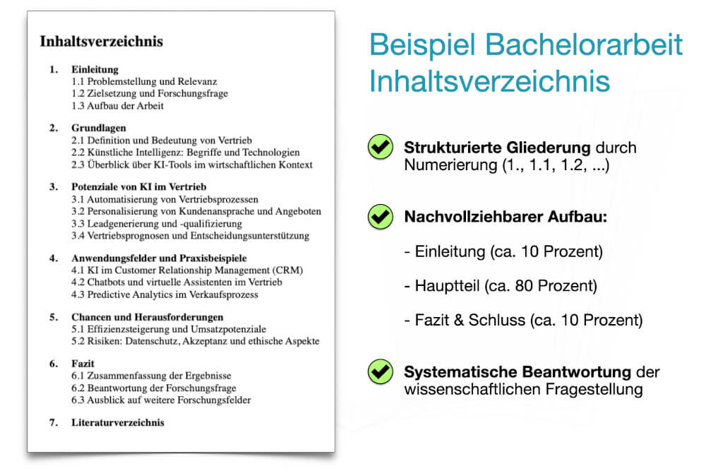 Bachelorarbeit Beispiel Gliederung Inhaltsverzeichnis