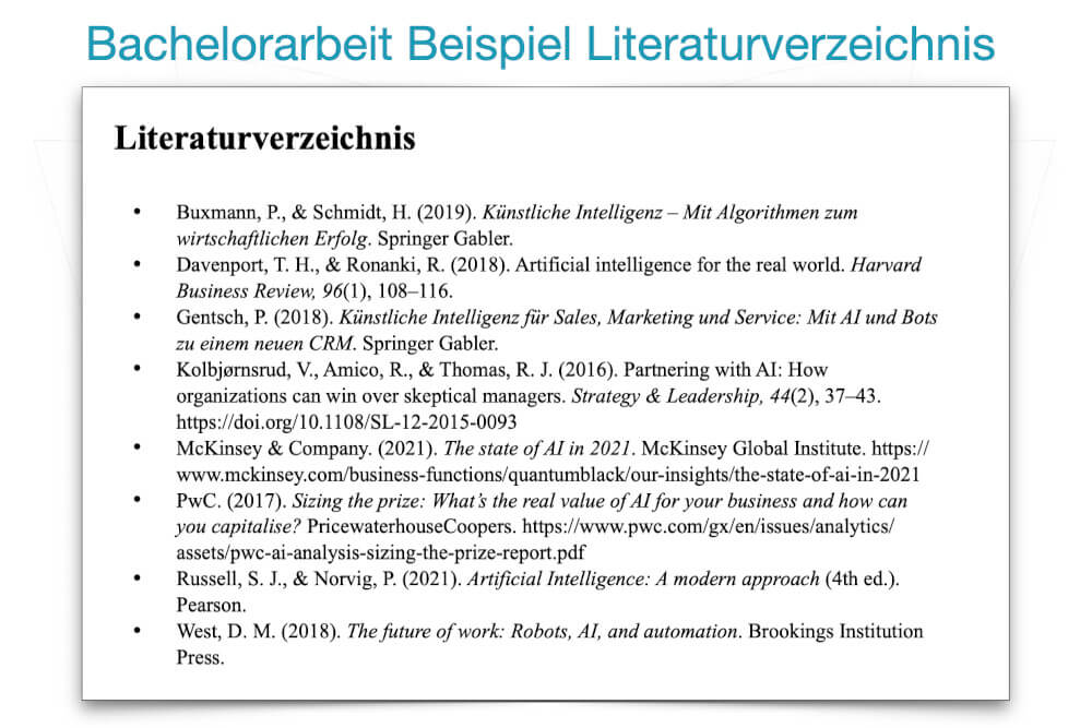 Bachelorarbeit Beispiel Literaturverzeichnis Zitieren