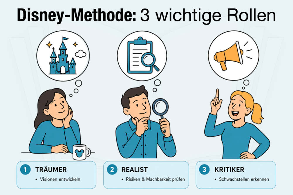 Disney Methode Einfach Erklaert 3 Rollen Träumer Kritiker Realist