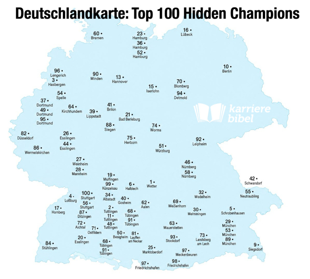 Deutschlandkarte der Hidden Champions