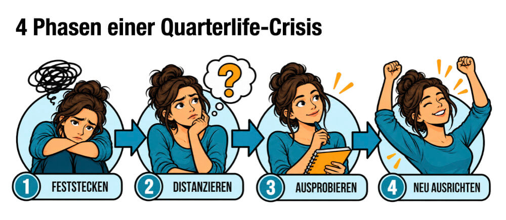 Quarterlife Crisis 4 Phasen Nach Oliver Robinson