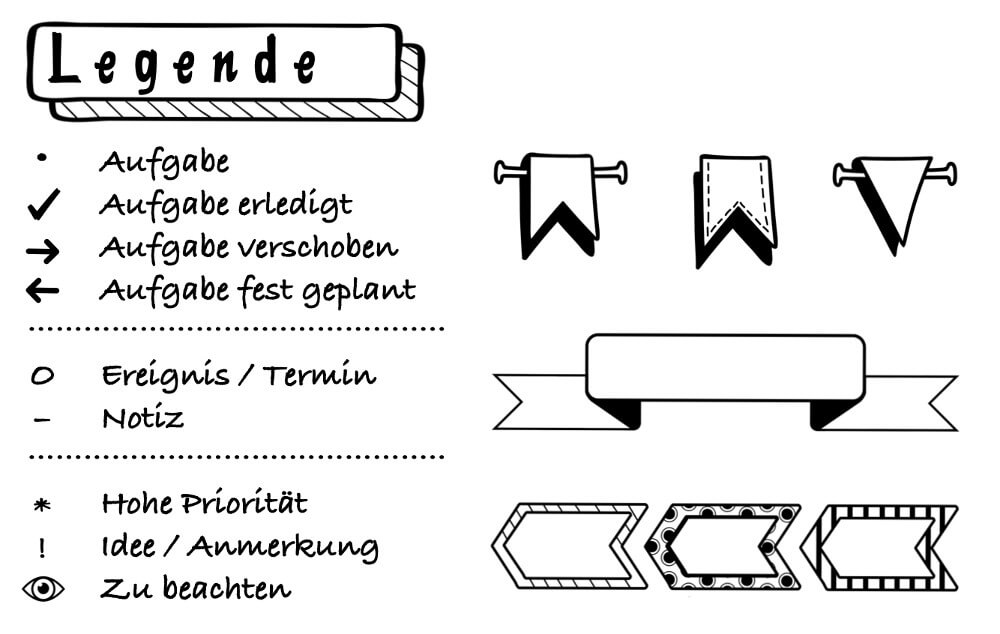 Bullet Journal Legende Vorlage