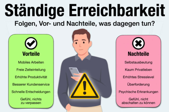 Ständige Erreichbarkeit: Arbeitsrecht, Folgen + Tipps