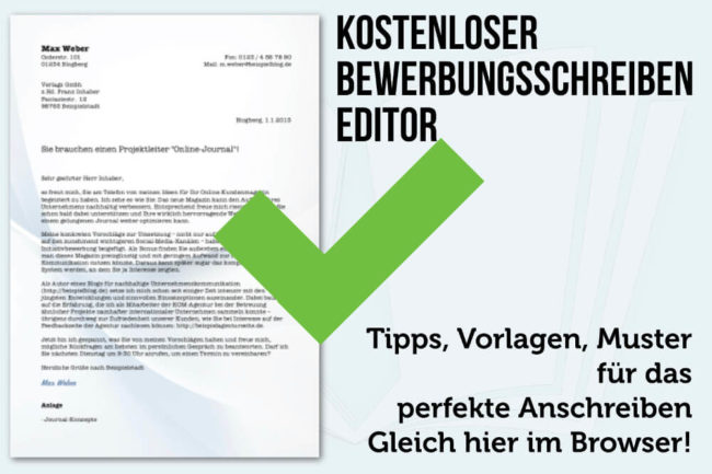 Bewerbungseditor: Anschreiben gratis im Browser schreiben