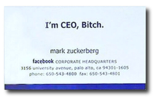 Jobtitel Beispiel Visitenkarte Zuckerberg