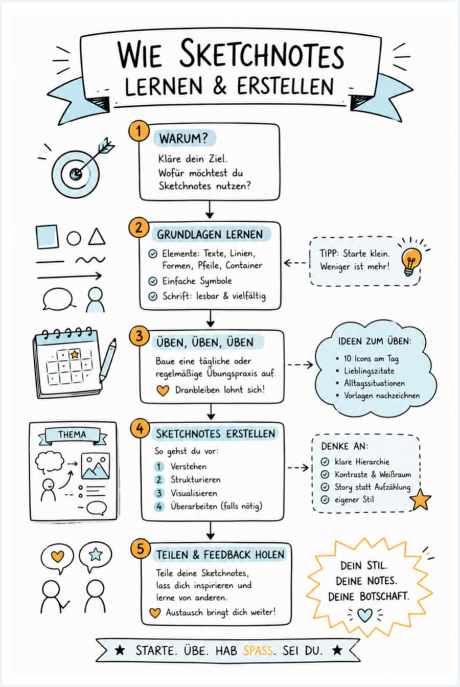 Sketchnotes Lernen Erstellen Anleitung Flussdiagramm