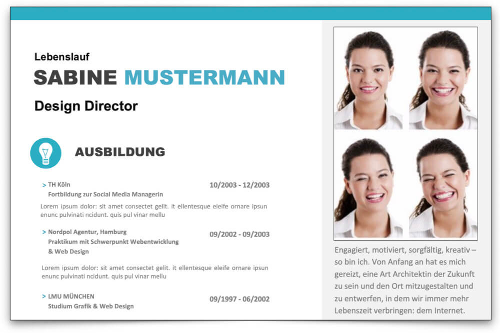 Bewerbungsfoto Beispiel Lebenslauf Kreativ