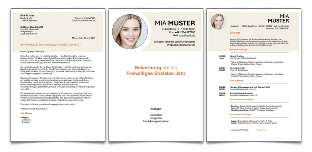 FSJ Bewerbung Vorlagen Word Muster Kostenlos Download