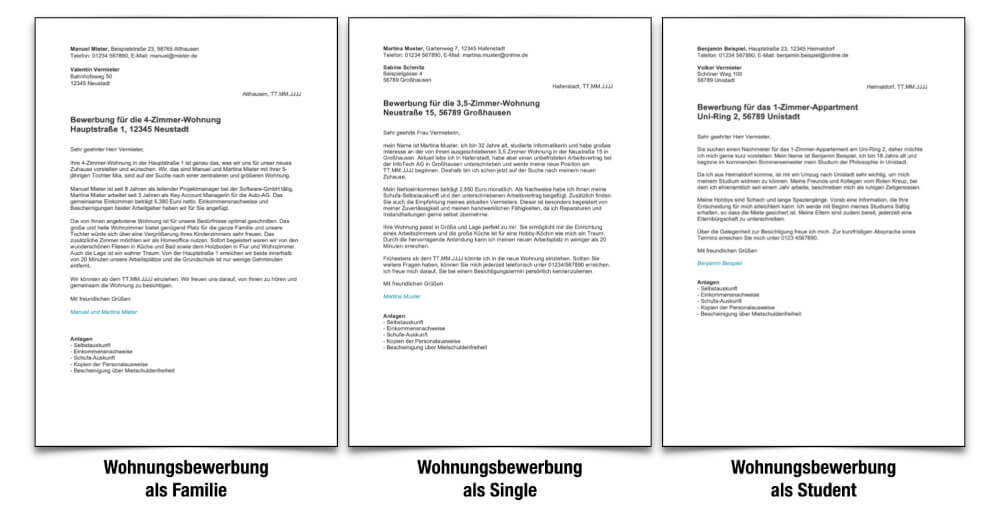 Wohnungsbewerbung Vorlage Muster Kostenlos Word Pdf