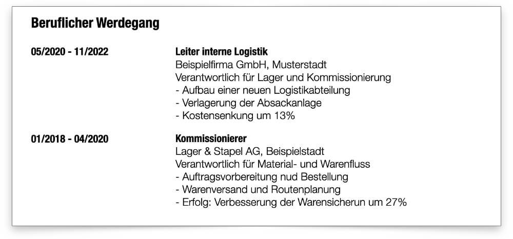 Lebenslauf Chronologisch Beispiel Muster