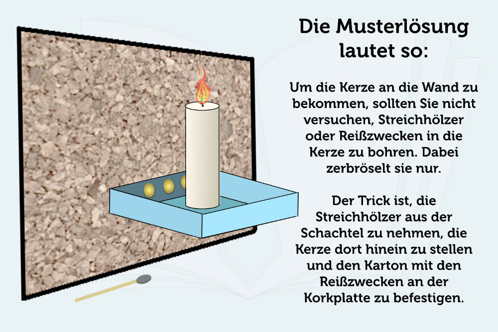 Kreativitaetstest Kerze Wand Schachtel Loesung