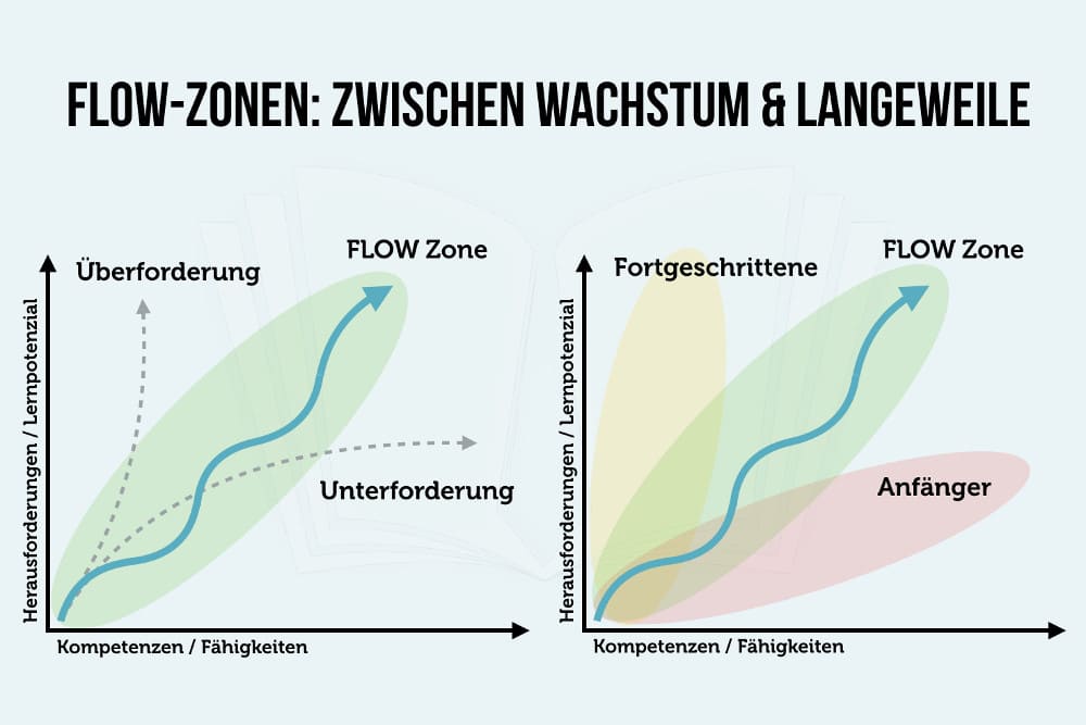Leerlauf Arbeit Flow Zonen Infografik Wachstum Herausforderung Langeweile