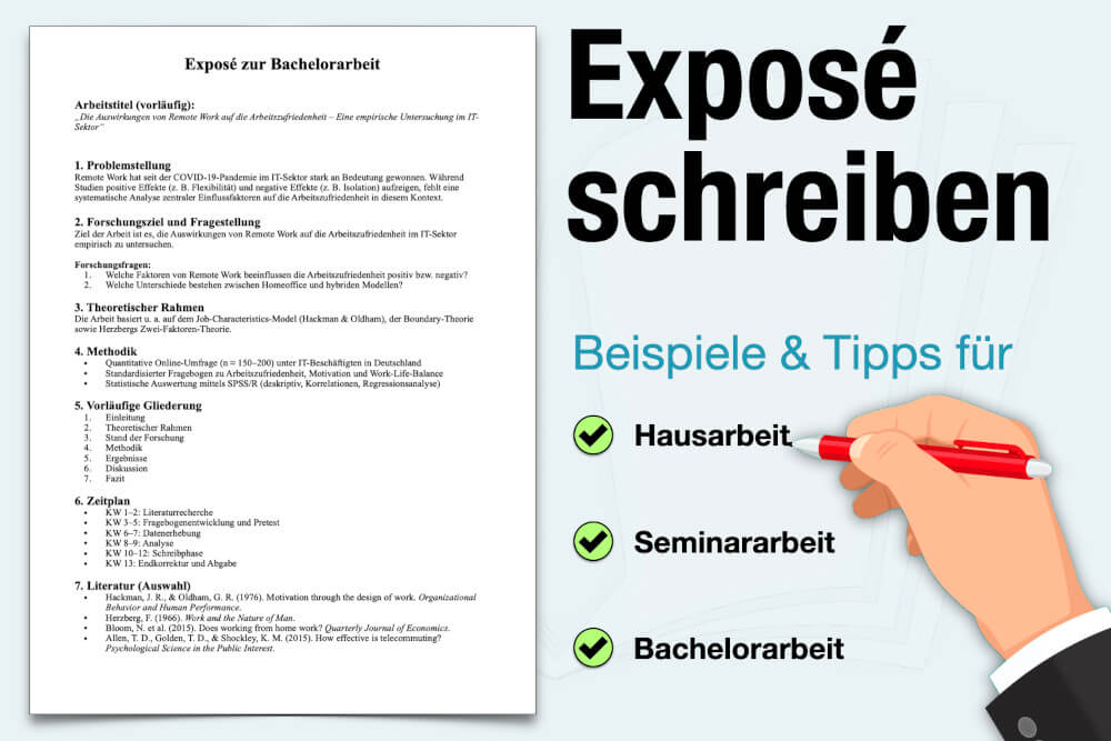 Expose Schreiben Beispiel Tipps Hausarbeit Seminararbeit Bachelorarbeit