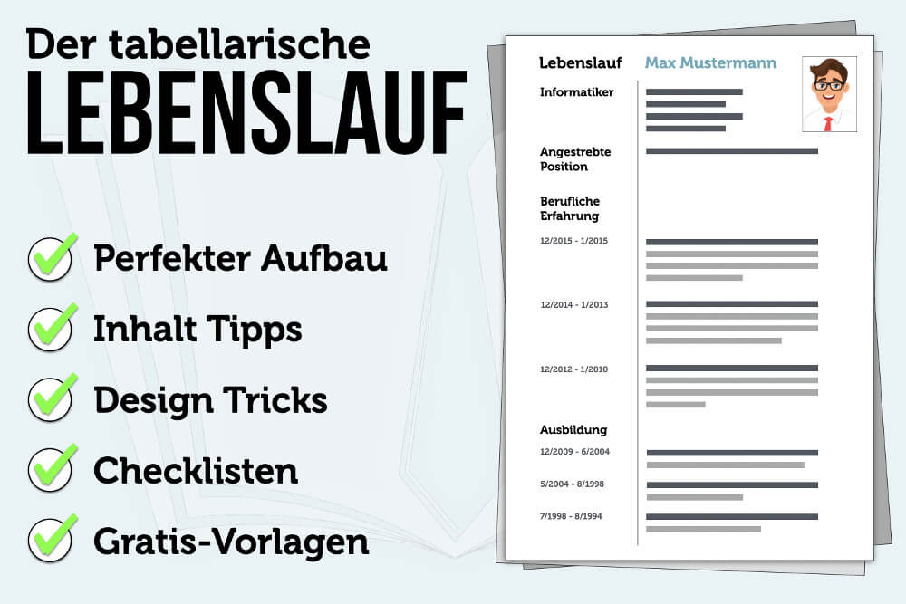 Tabellarischer Lebenslauf: Aufbau, Inhalt + Word-Vorlage