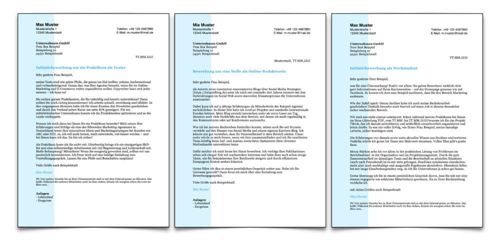 Initiativbewerbung Muster Anschreiben Word Vorlagen Kostenlos