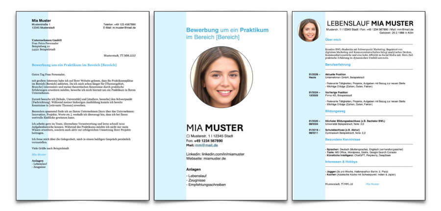 Bewerbungsmuster Blau Modern Einfach Muster Word