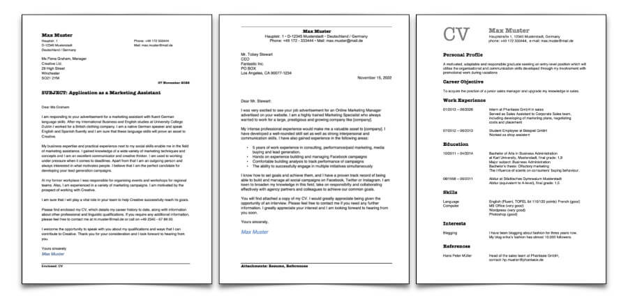 Bewerbungsmuster International Englisch Cv Cover Letter Word Kostenlos