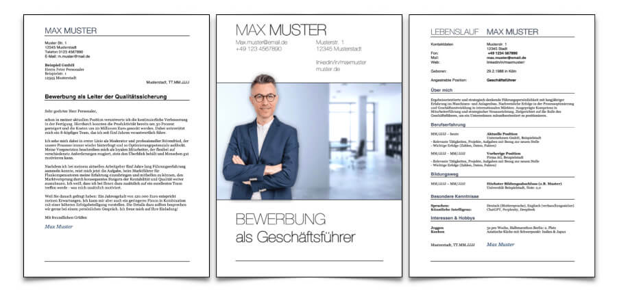 Professionelle Bewerbung Vorlage kostenlos Fühungskraft Muster