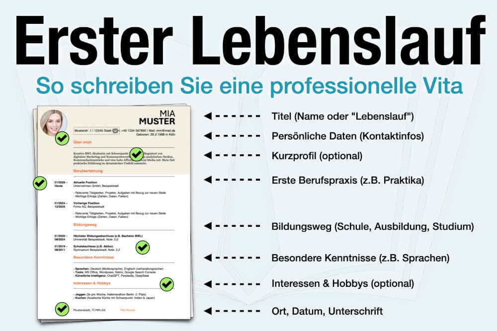 Erster Lebenslauf Vorlage Muster Aufbau Tipps Wie Schreiben