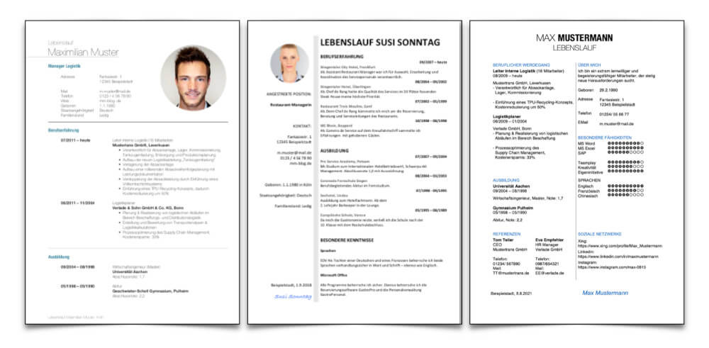 Kurzbewerbung Lebenslauf Vorlage Gratis