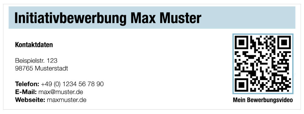 Qr Code Bewerbung Initiativbewerbung Bewerbungsvideo Beispiel Deckblatt