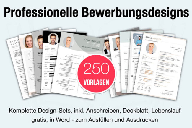 Bewerbungsdesigns: 250 kostenlose Vorlagen in Word