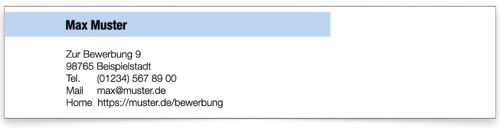 Bewerbungsschreiben Format Kontaktdaten