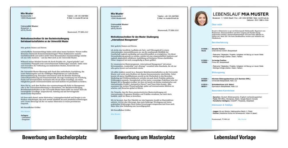 Studienplatz Bewerbung Vorlage Musterschreiben Word Kostenlos