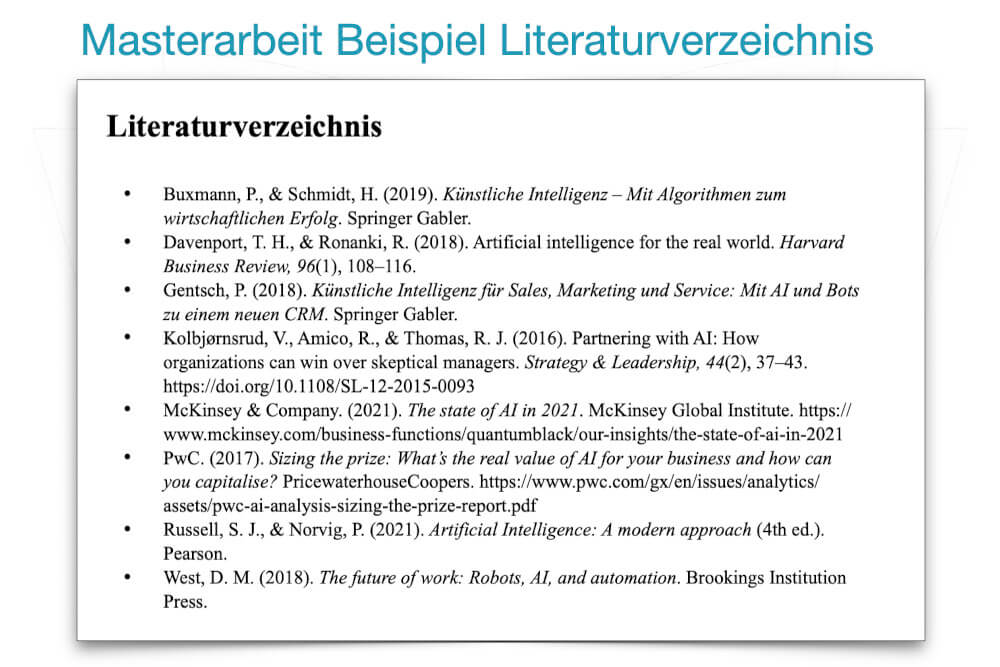 Masterarbeit Beispiel Literaturverzeichnis Vorlage Muster