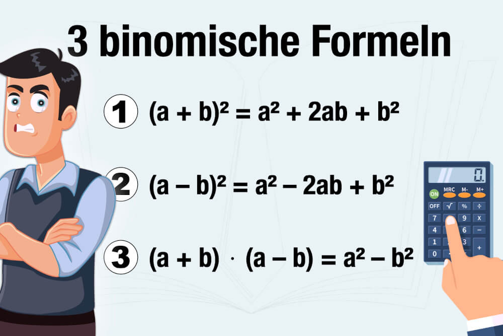 3 binomische Formeln: Beispiel, Herleitung + Übungen