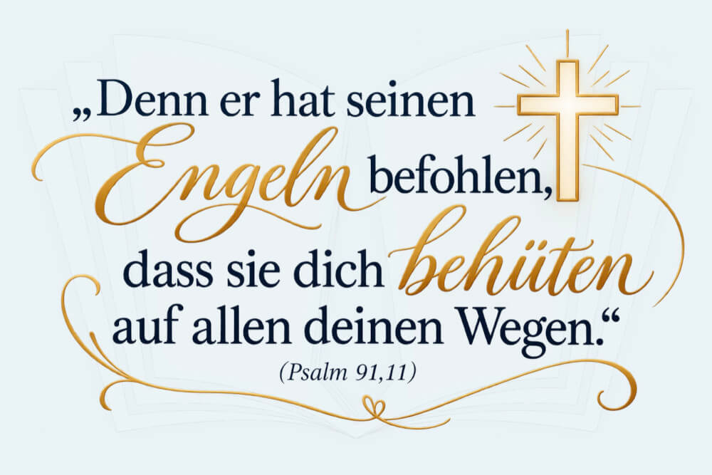 Konfirmationssprüche Kommunionssprüche Bibelvers Psalm Karte Kostenlos Denn er hat seinen Engeln befohlen, dass sie dich behüten auf allen deinen Wegen. (Psalm 91,11)