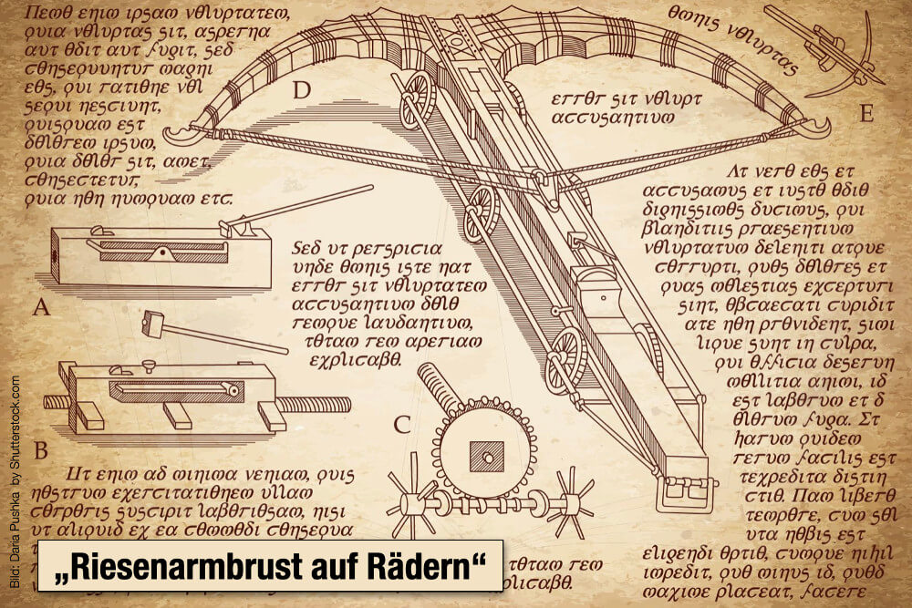Leonardo Da Vinci Armbrust Raeder Mechanik Zeichnung